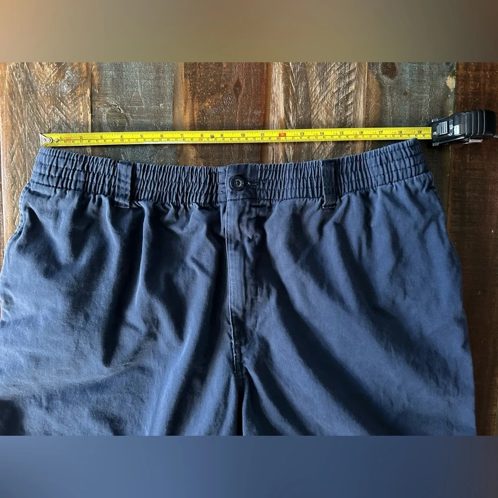 HB By DXL Men’s 1X Waist Blue Chino Chambray Zip Elastic Waist Stretch Shorts
